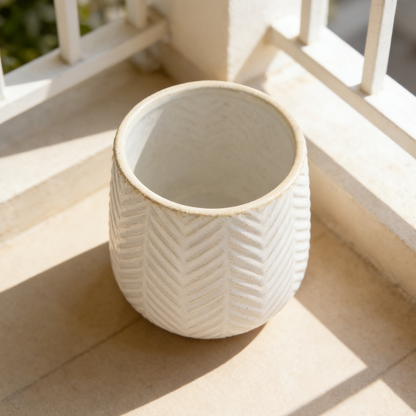 Hancai New Style Accessories Ceramic Textured Durable Nordic Flower Pots for Succulents White Planter for Home Office Garden Balcony