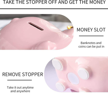Hancai Ceramic Piggy Bank for Kid & Adult Real Money Box for Cash Gift,Safe for Cash Saving
