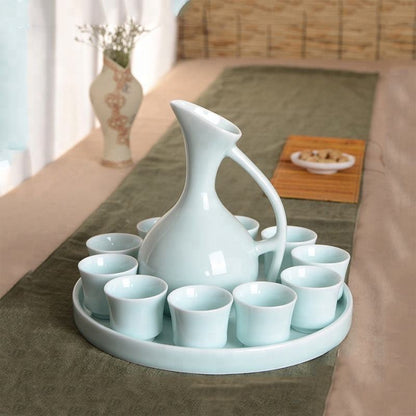 Hancai Unique Shape Ceramic Wine Bottle Set