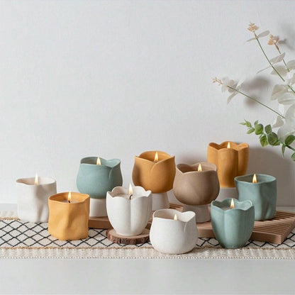 Hancai  New Custom logo Vintage Unique Candles Container Jar Wholesale Luxury Emoceramic Candle Holder