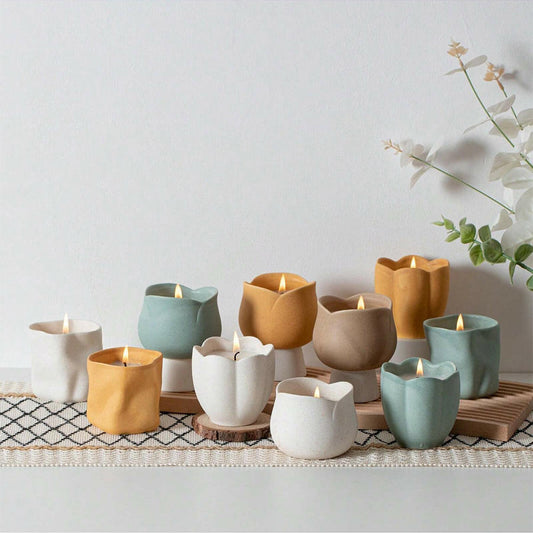 Hancai  New Custom logo Vintage Unique Candles Container Jar Wholesale Luxury Emoceramic Candle Holder