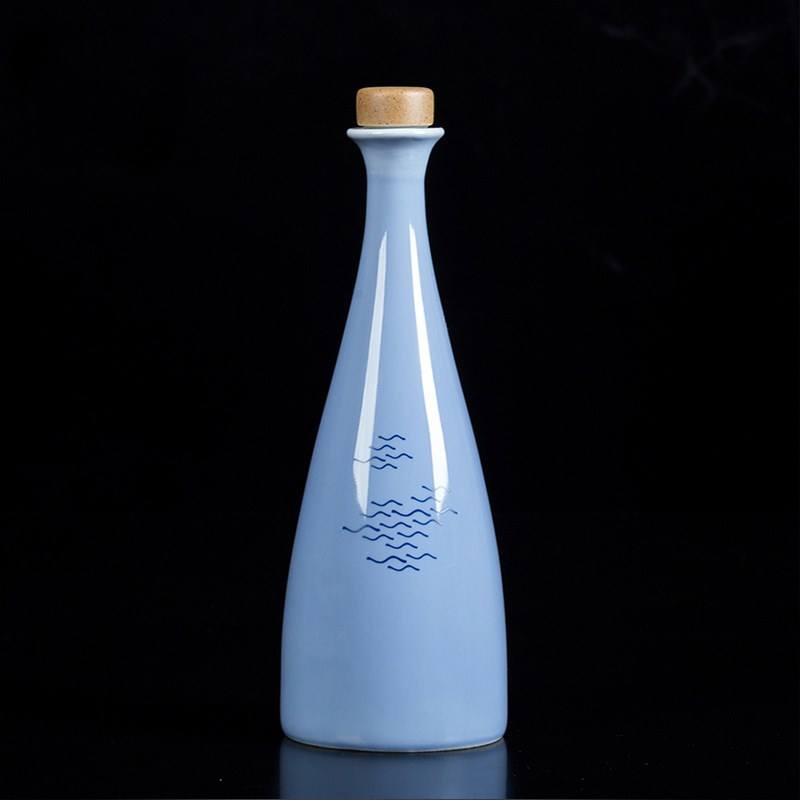 Hancai Ceramic Wine Bottle Liquor Wine Creative Hip Flask Empty Sake Wine Bottle White Green Blue Pink Bottle