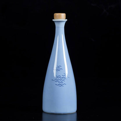 Hancai Ceramic Wine Bottle Liquor Wine Creative Hip Flask Empty Sake Wine Bottle White Green Blue Pink Bottle