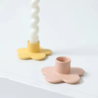 Multiple Colour Flower Shape Ornaments Candlestick Holders Ceramic Candle Holder for Home Wedding Decoration