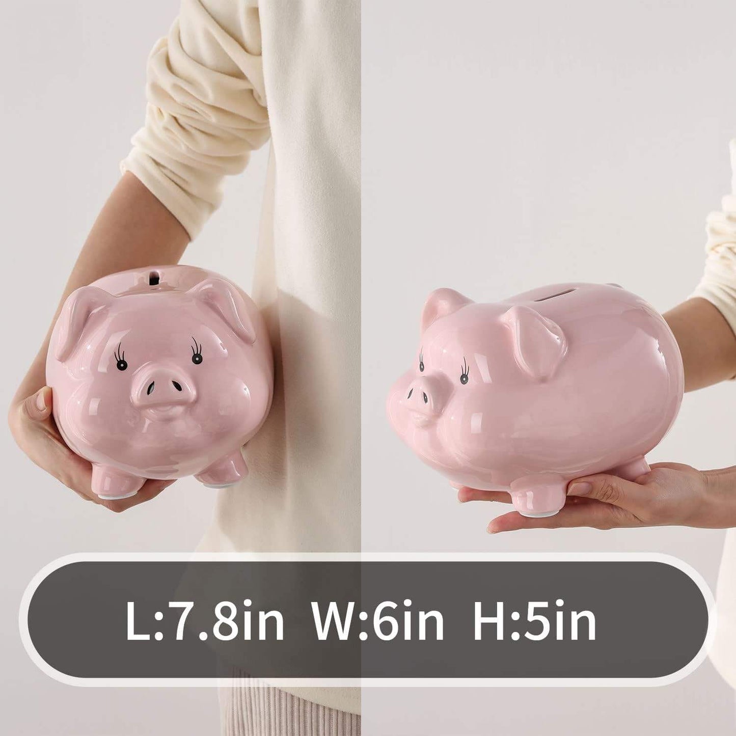 Hancai Ceramic Piggy Bank for Kid & Adult Real Money Box for Cash Gift,Safe for Cash Saving