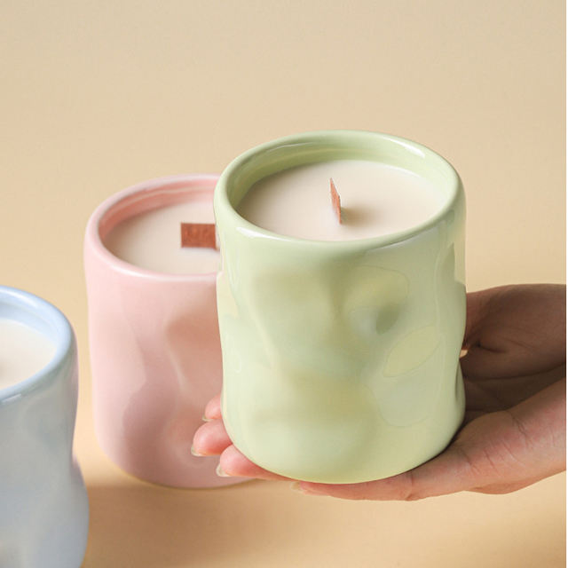 Hancai  Ceramic Jars for Candles Aromatherapy Candle Cup DIY Empty Candle Holder Decoration Soybean Wax Container