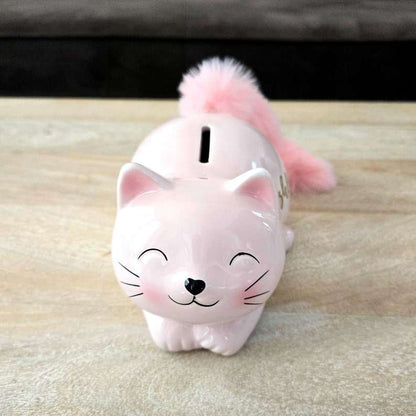 Hancai Personalized Pink Cat Piggy Bank Ceramic Cat Money Coin Bank