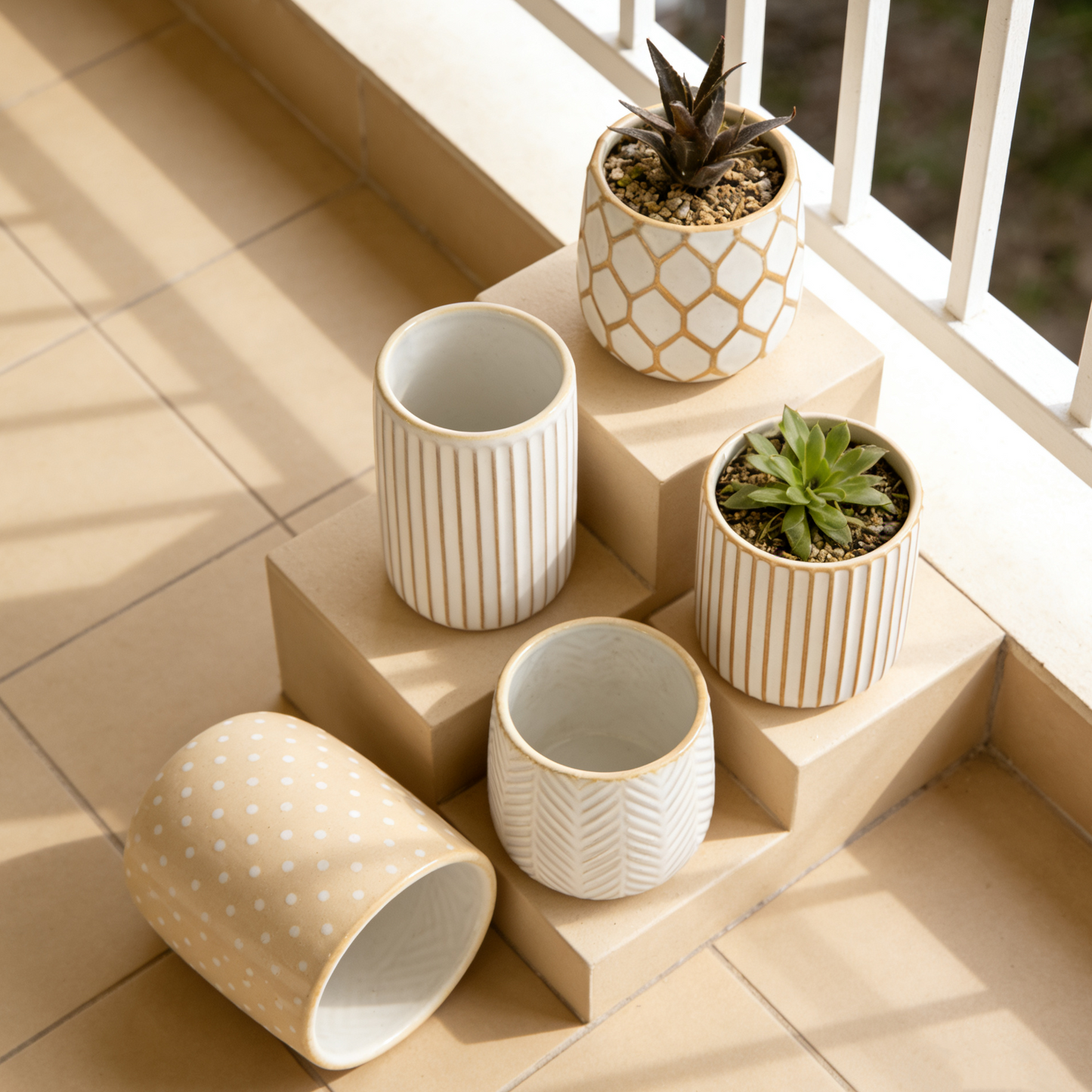 Hancai New Style Accessories Ceramic Textured Durable Nordic Flower Pots for Succulents White Planter for Home Office Garden Balcony