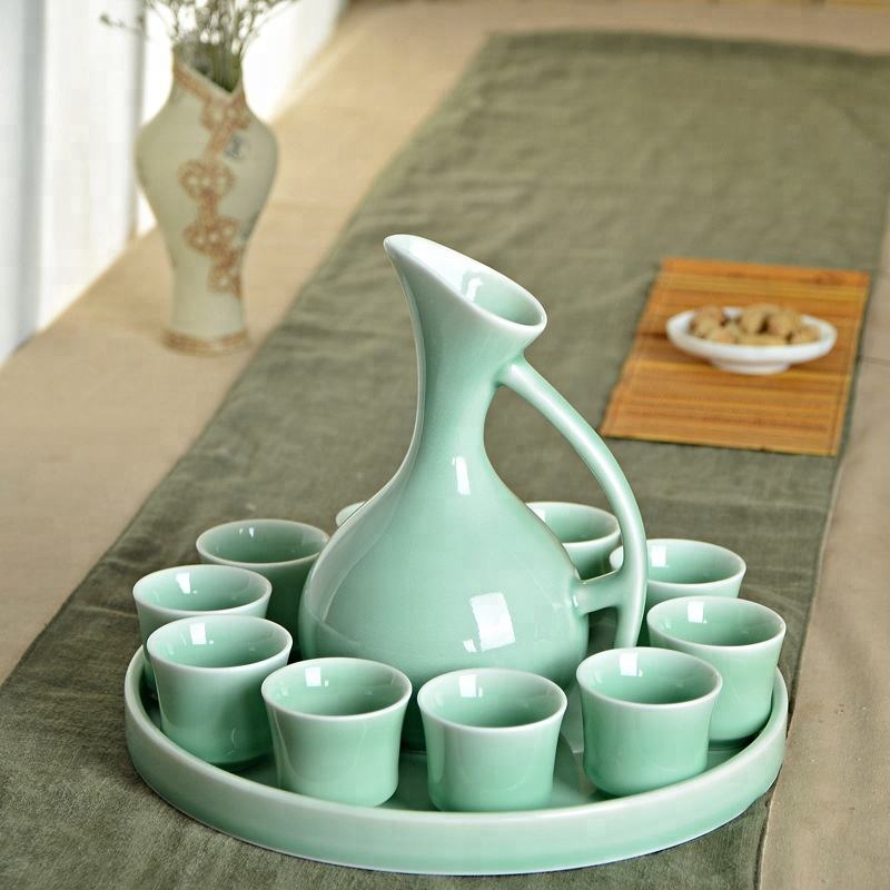Hancai Unique Shape Ceramic Wine Bottle Set