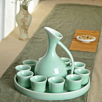 Hancai Unique Shape Ceramic Wine Bottle Set