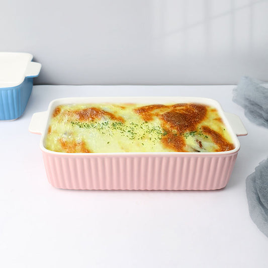 Hancai Custom Kitchen Bakeware Baking Tray Set Rectangular Casserole Baking Dishes Ceramic Oven Baker