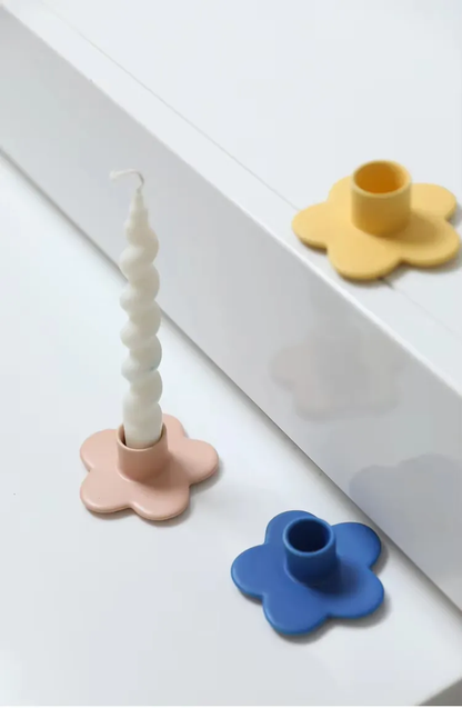 Multiple Colour Flower Shape Ornaments Candlestick Holders Ceramic Candle Holder for Home Wedding Decoration