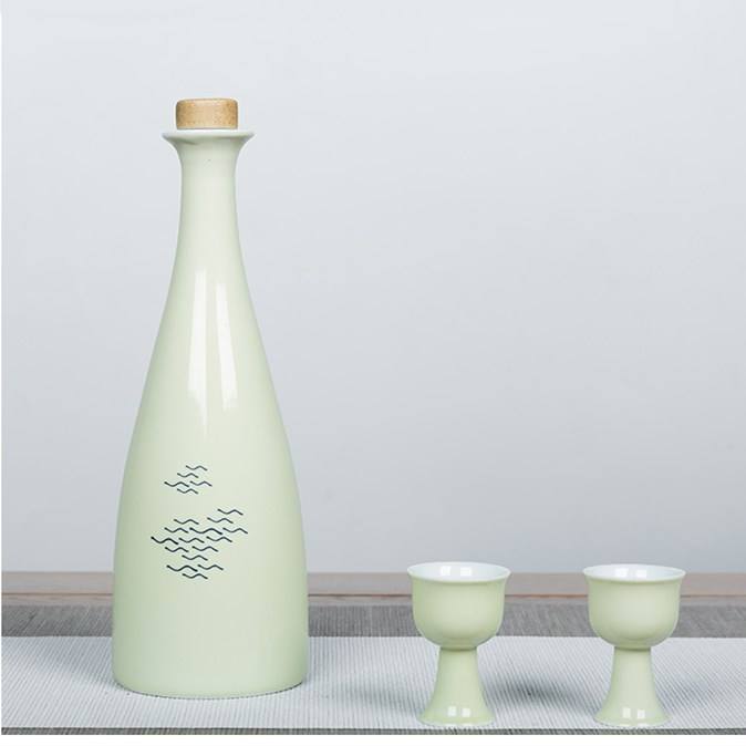 Hancai Ceramic Wine Bottle Liquor Wine Creative Hip Flask Empty Sake Wine Bottle White Green Blue Pink Bottle
