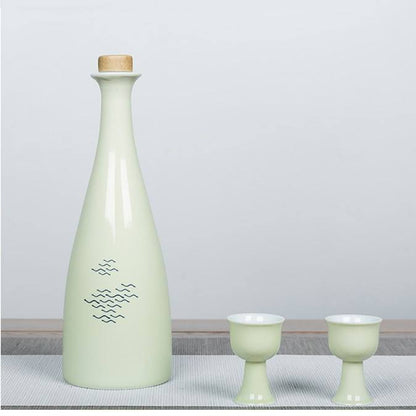 Hancai Ceramic Wine Bottle Liquor Wine Creative Hip Flask Empty Sake Wine Bottle White Green Blue Pink Bottle