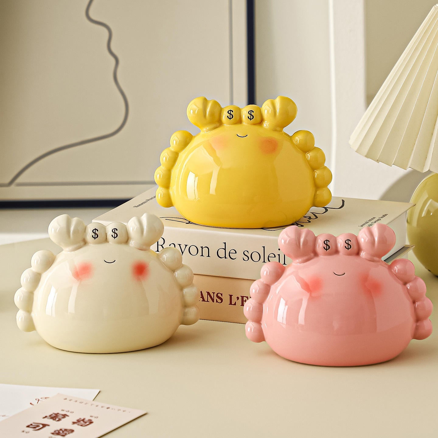Hancai Cute Crab Ceramic Piggy Bank for Children Boys Girls Birthday Gift Home Decoration Hand-Painted Foam Packaging