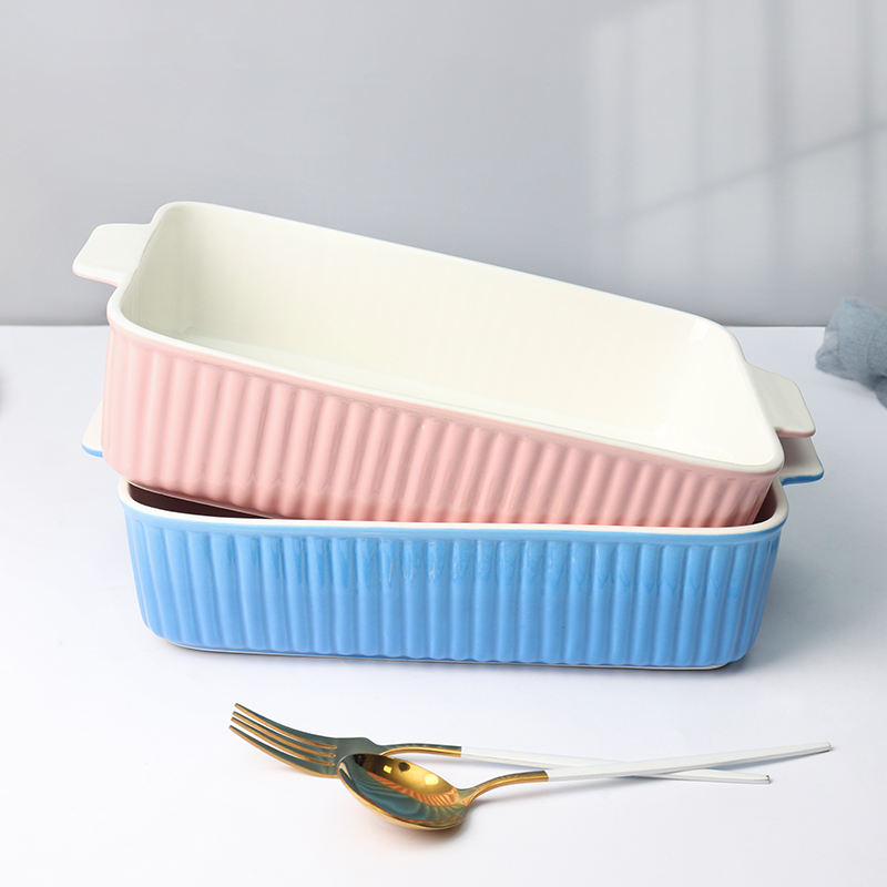 Hancai Custom Kitchen Bakeware Baking Tray Set Rectangular Casserole Baking Dishes Ceramic Oven Baker