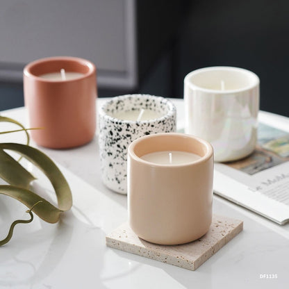 Hancai  Nordic Wholesale Unique Porcelain Candle Container Christmas Decor Custom Ceramic Empty Candle Jars Jar with Lid