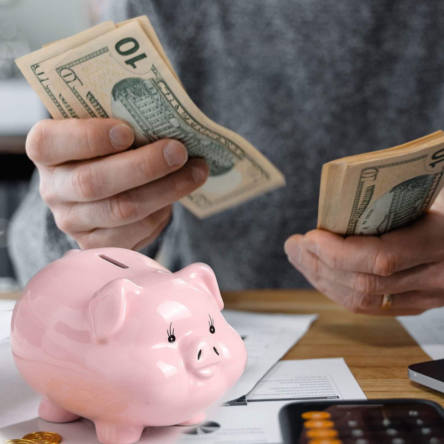 Hancai Ceramic Piggy Bank for Kid & Adult Real Money Box for Cash Gift,Safe for Cash Saving