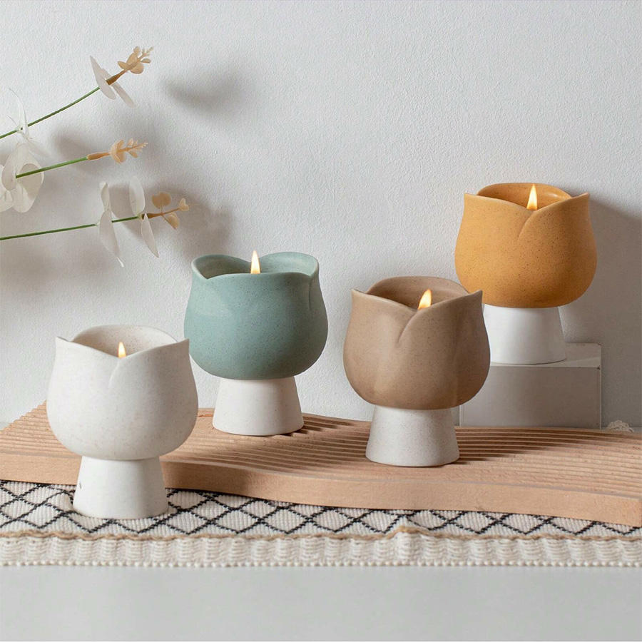 Hancai  New Custom logo Vintage Unique Candles Container Jar Wholesale Luxury Emoceramic Candle Holder