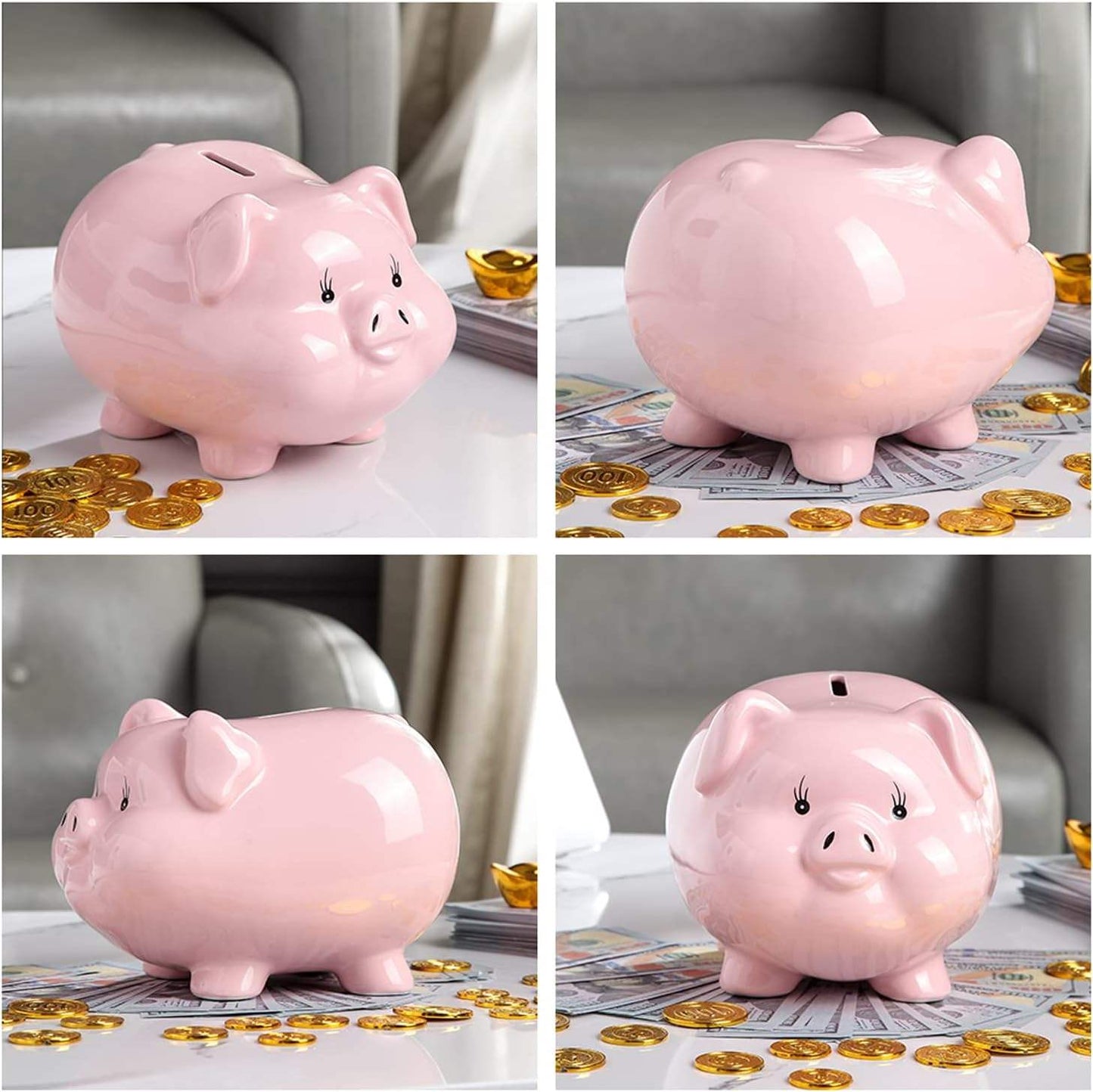 Hancai Ceramic Piggy Bank for Kid & Adult Real Money Box for Cash Gift,Safe for Cash Saving