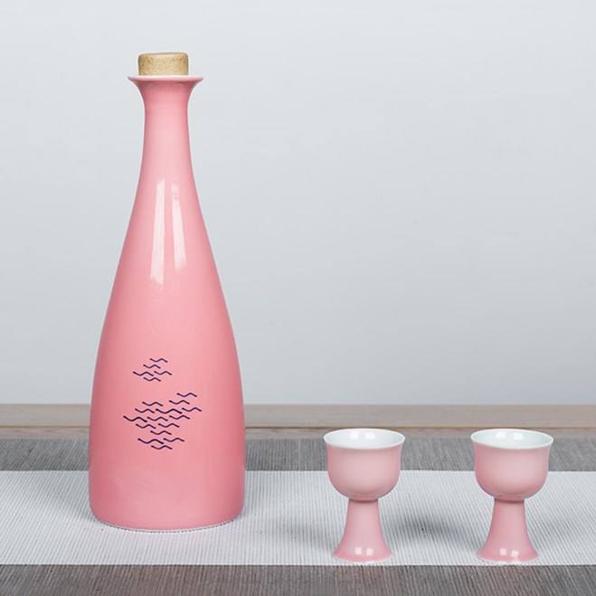 Hancai Ceramic Wine Bottle Liquor Wine Creative Hip Flask Empty Sake Wine Bottle White Green Blue Pink Bottle