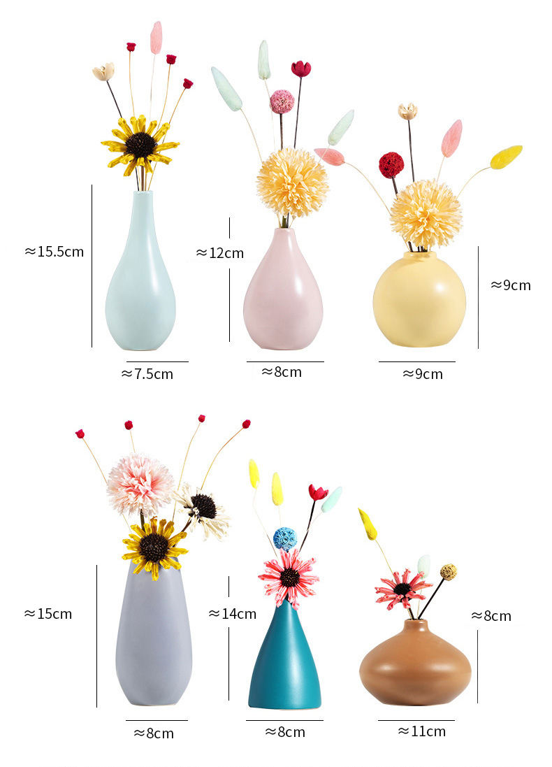 Hancai Bunte Porzellan Knospen-Kunst Blumen Vase Moderne Heim Hochzeit Tischdekoration Keramikvasen
