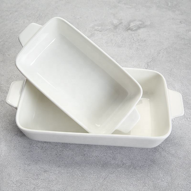 Hancai Baking Utensils 4pcs White Oven Dish Porcelain Baking Tray Ceramic Baking Dish Bakeware Porcelain Oven Dish White