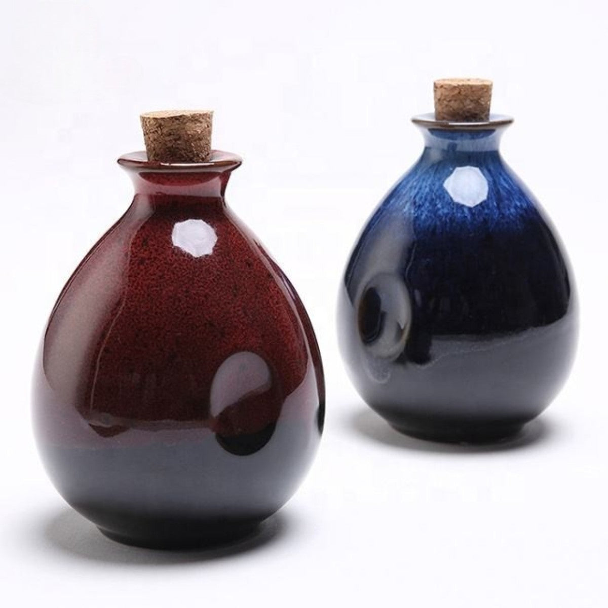 Hancai 250ml Chinese Style Colorful Wine Pot Household Ceramic Wine Bottle With Cork Stopper