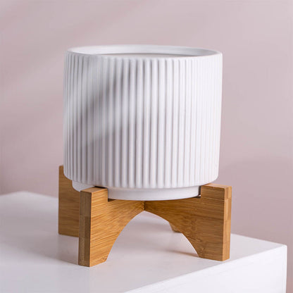 Hancai Ceramic White Modern Flower Pots Planter Pot Wholesale