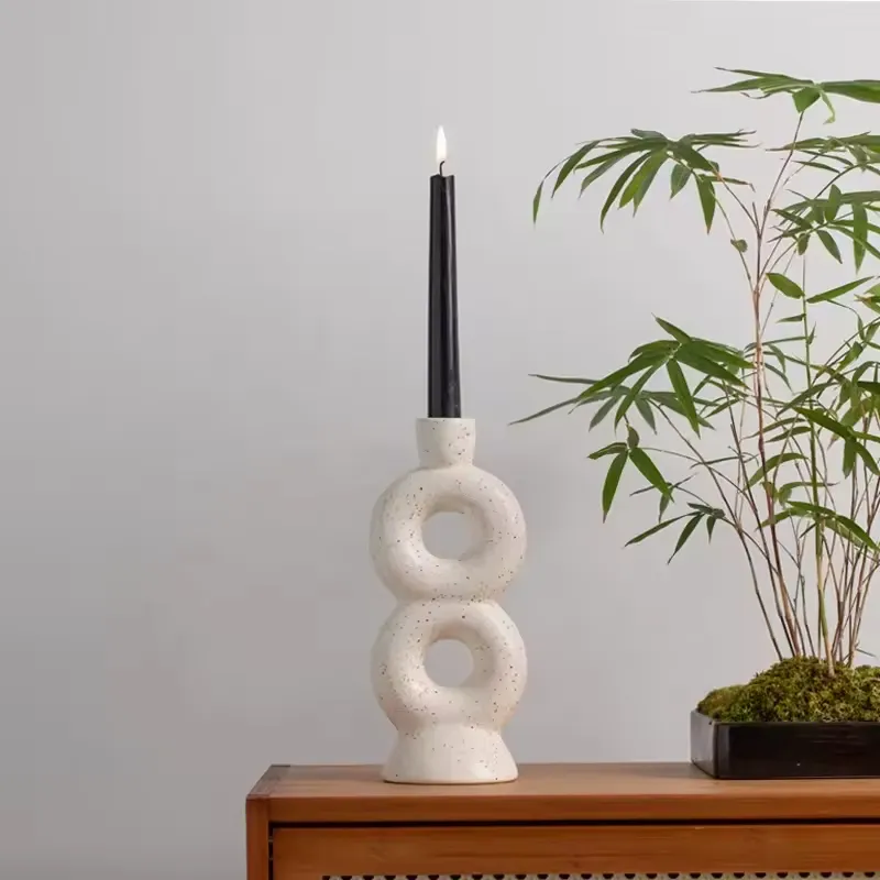 Nordic Creative Matte Ceramic Candlestick Holder Unique Modern Handmade Home Decor Candle Stand Candle Jars
