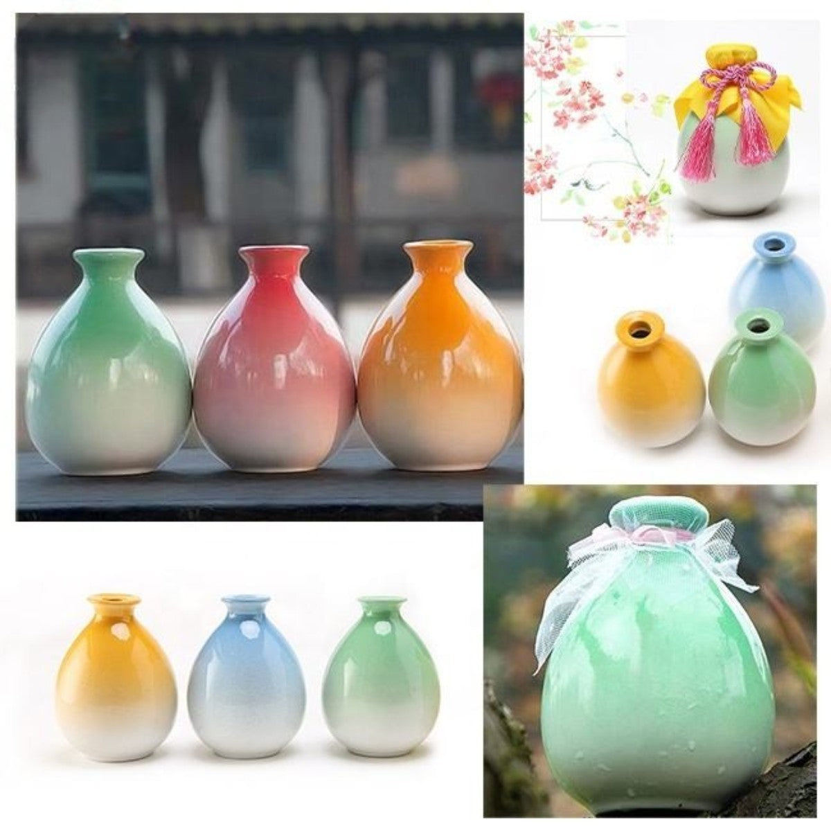Hancai 250ml Chinese Style Colorful Wine Pot Household Ceramic Wine Bottle With Cork Stopper