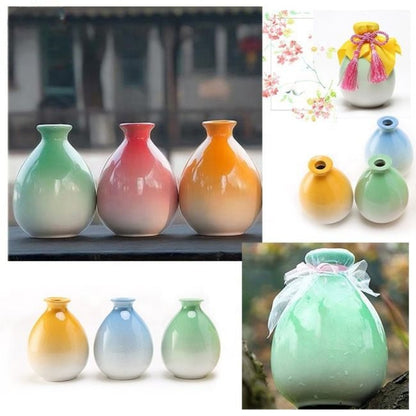 Hancai 250ml Chinese Style Colorful Wine Pot Household Ceramic Wine Bottle With Cork Stopper