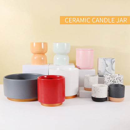 Hancai  Nordic Wholesale Unique Porcelain Candle Container Christmas Decor Custom Ceramic Empty Candle Jars Jar with Lid