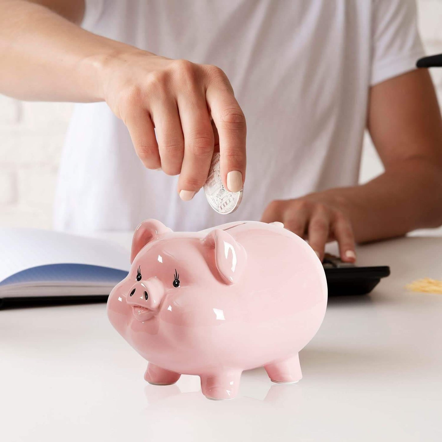 Hancai Ceramic Piggy Bank for Kid & Adult Real Money Box for Cash Gift,Safe for Cash Saving