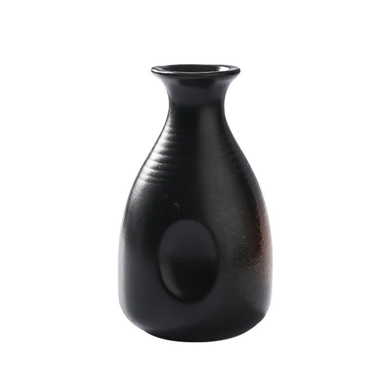 Hancai Ceramics Wine Bottle Water Ware Black Flower 300ML Cup Porcelain Sake Japanese Bar Decoration Household Kitchen Supplies Drinkware