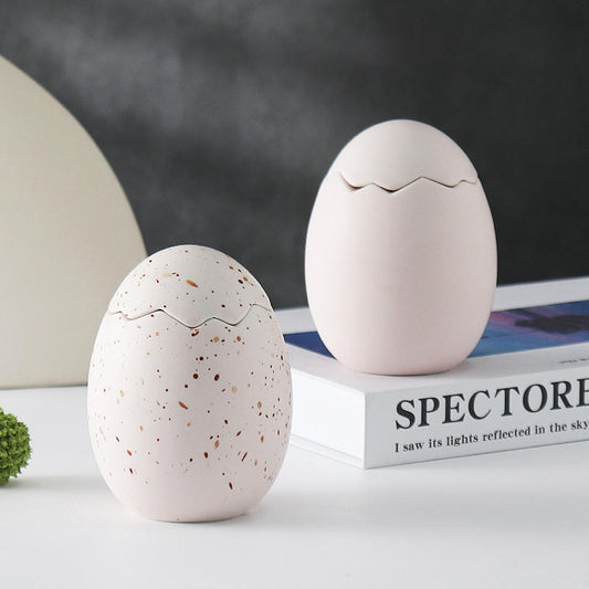 Hancai  Home Liveroom Decor Candle Vessels Holder Egg Shape Ceramic Scent Candle Jars With Lid