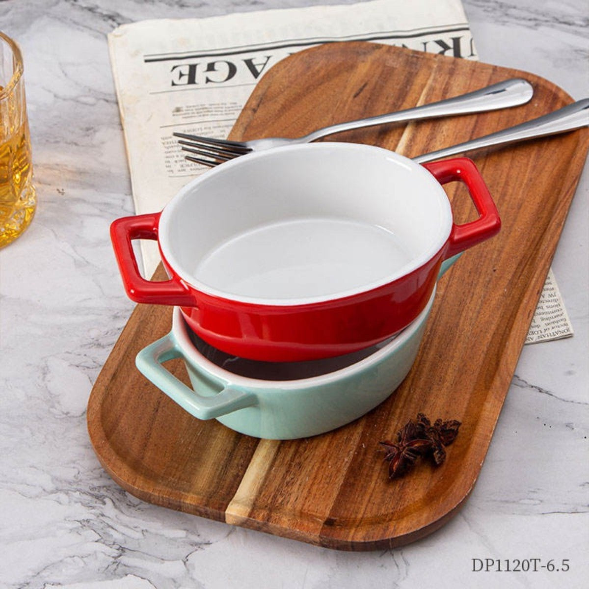 Hancai Nordic Style Binaural Oval Plate Household Cheese Baked Rice Plate Solid Color Ceramic Baking Tray Ceramic Restaurant Set