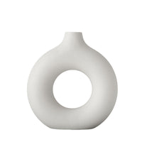 Hancai Best Selling Wholesale White Circle Donut Vases Grand Custom Design Manufacturers Flower Ceramic Vase for Home Decor
