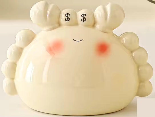 Hancai Cute Crab Ceramic Piggy Bank for Children Boys Girls Birthday Gift Home Decoration Hand-Painted Foam Packaging