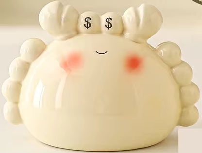 Hancai Cute Crab Ceramic Piggy Bank for Children Boys Girls Birthday Gift Home Decoration Hand-Painted Foam Packaging