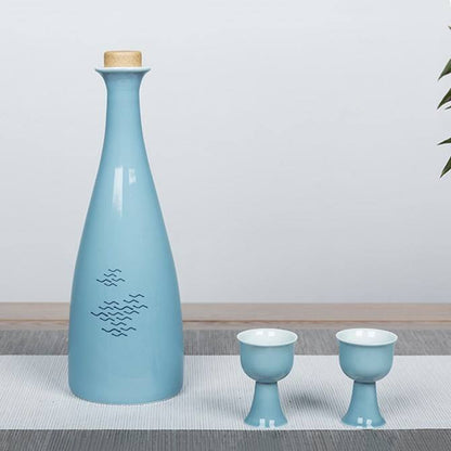 Hancai Ceramic Wine Bottle Liquor Wine Creative Hip Flask Empty Sake Wine Bottle White Green Blue Pink Bottle