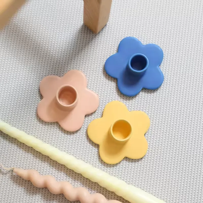 Multiple Colour Flower Shape Ornaments Candlestick Holders Ceramic Candle Holder for Home Wedding Decoration