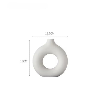 Hancai Best Selling Wholesale White Circle Donut Vases Grand Custom Design Manufacturers Flower Ceramic Vase for Home Decor