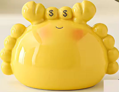 Hancai Cute Crab Ceramic Piggy Bank for Children Boys Girls Birthday Gift Home Decoration Hand-Painted Foam Packaging