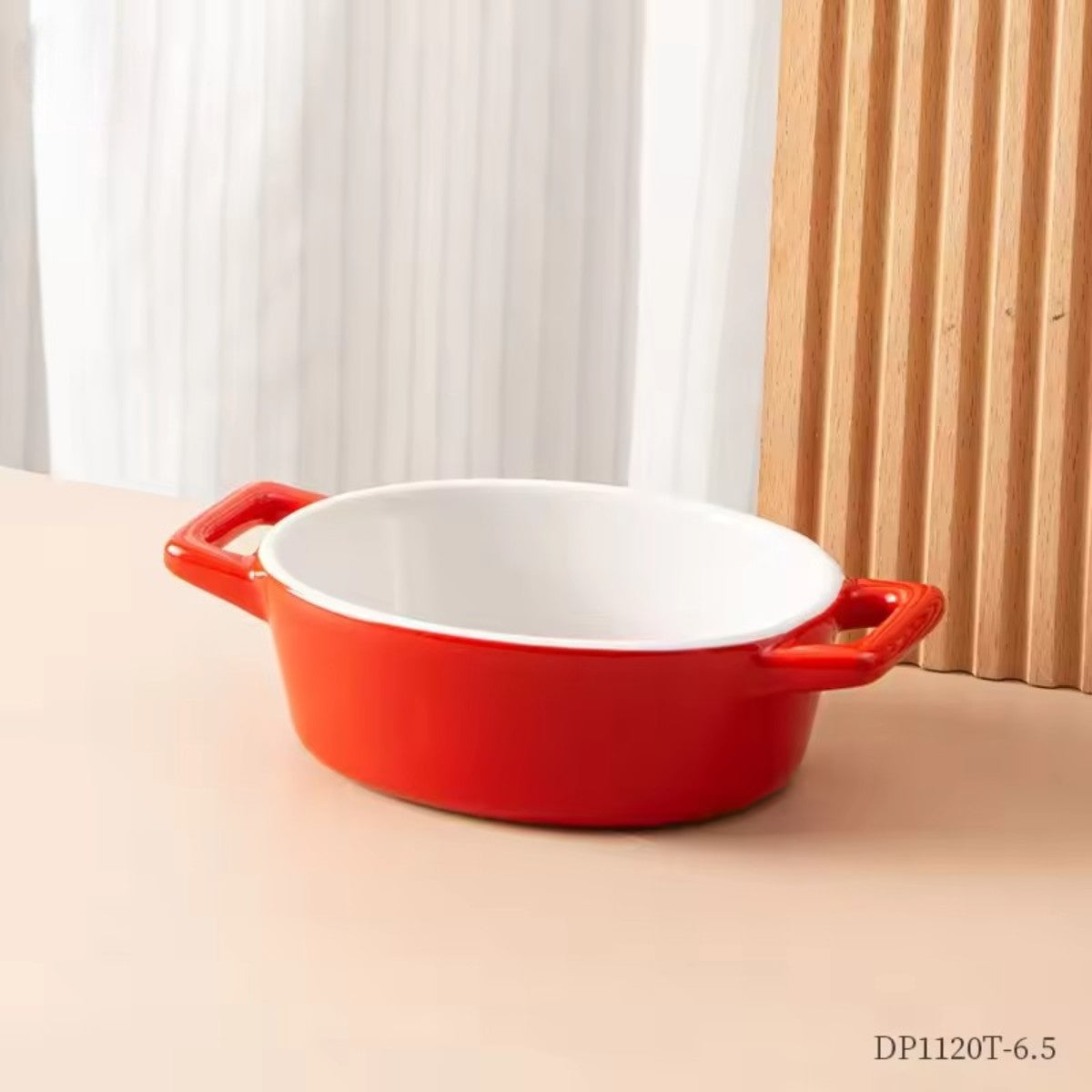 Hancai Nordic Style Binaural Oval Plate Household Cheese Baked Rice Plate Solid Color Ceramic Baking Tray Ceramic Restaurant Set