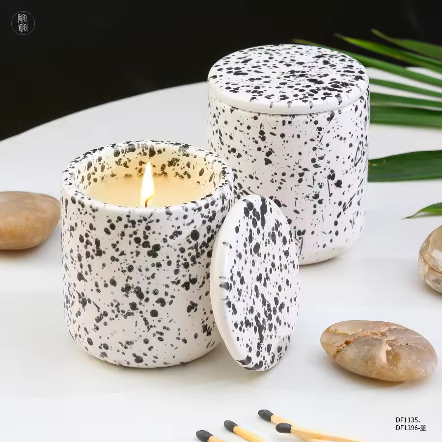 Hancai  Nordic Wholesale Unique Porcelain Candle Container Christmas Decor Custom Ceramic Empty Candle Jars Jar with Lid