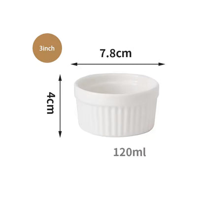 Hancai Hot Selling Multi-color Ceramic Baking Bowl 2.5 Inch 4 Inch Macaron Color Oven Steamer Cake Pudding Snack Dessert Bowl