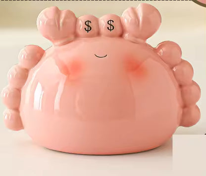 Hancai Cute Crab Ceramic Piggy Bank for Children Boys Girls Birthday Gift Home Decoration Hand-Painted Foam Packaging