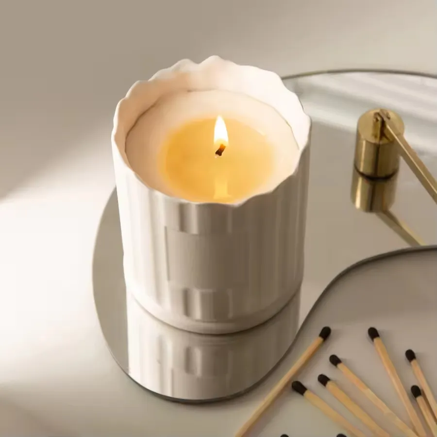 Luxury INS Pure White Ceramic Jar Powder Fired Ceramic Candle Jar Aromatherapy Jar
