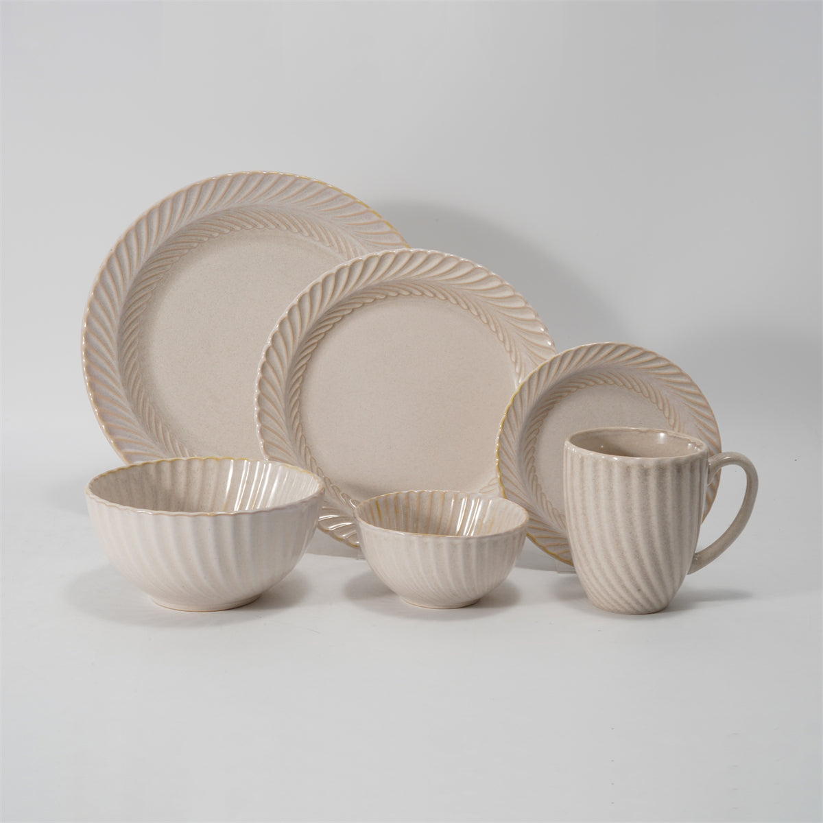 Hancai Embossed reactive glaze Dinnerware sets